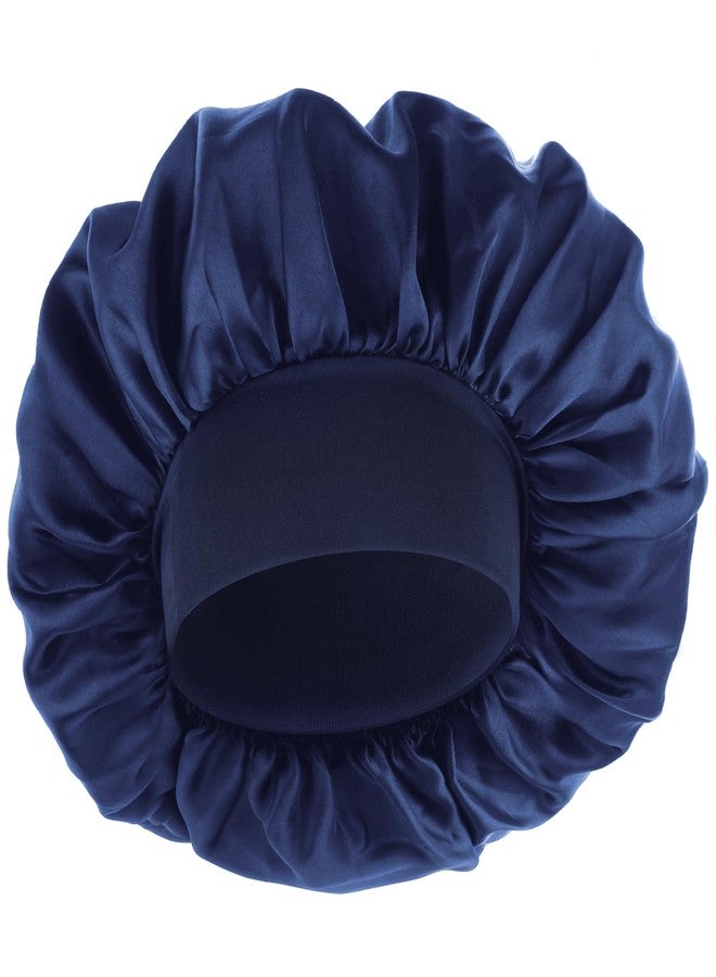 WLLHYF Silk Bonnet for Men, Satin Bonnet Single Layer Elastic Band Silk Sleep Cap Black Soft Adjustable Hair Cap Hair Wrap Large Bonnets for Women Sleeping - Image 1